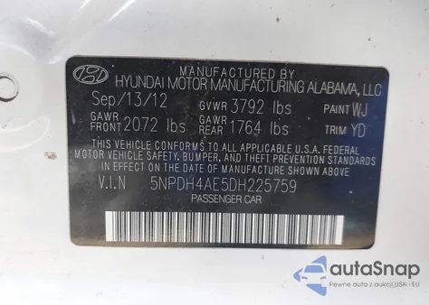2013 Hyundai Elantra Limited from USA, damaged, VIN 5NPDH4AE5DH225759